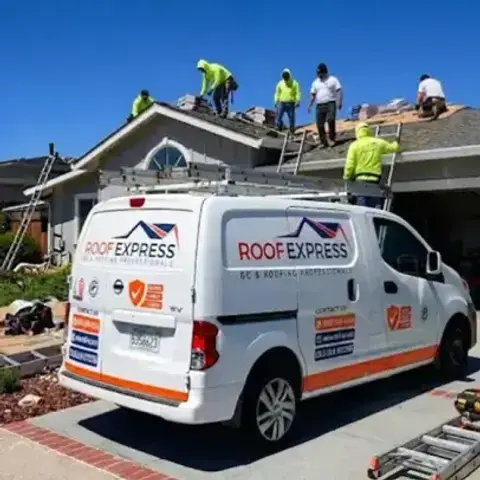 Roof Express crew installing a new roof